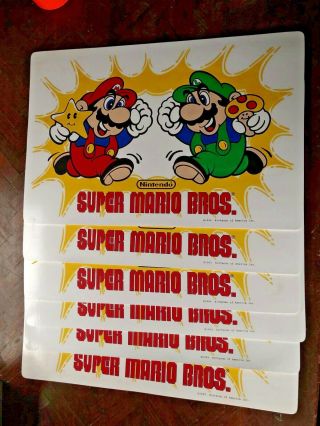 (6) Mario Bros Placemats,  Nintendo 1989 Rare,  Mario And Luigi Nintendo