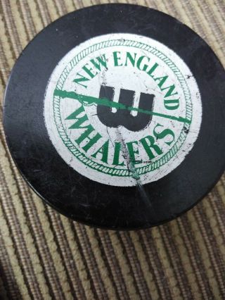 England Whalers Wha 1974 - 75 Irish Spring Reverse Hockey Puck Rare