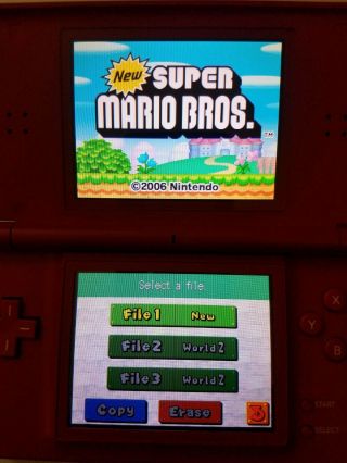 Nintendo DS Lite Mario Bros limited edition console.  Red.  Rare 4