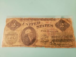 1862 $2 Very Rare And Well Circulated Note First Us $2 Note After Civil War