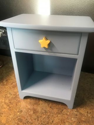 American Girl Doll Wooden Nightstand Table Dresser Bedroom Blue Moon & Star Rare