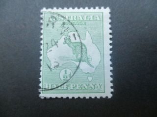 Kangaroo Stamps: 1/2d Green 1st Watermark Cto Melbourne Cancel - Rare (-)