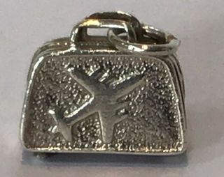 Rare Vintage Silver Bracelet Charm Of A Travel Suitcase Flight Bag