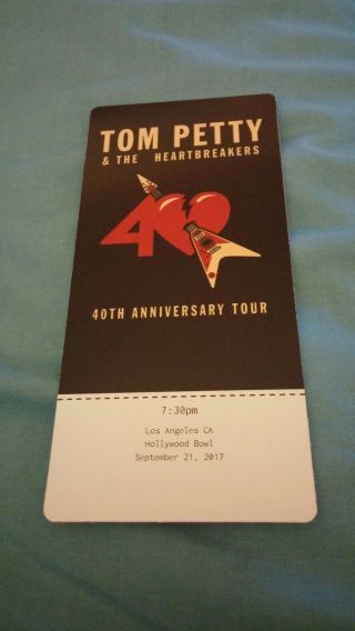 Tom Petty 2017 Hollywood Bowl Exclusive 3d Tour Ticket Rare 9/21