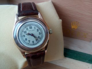 RARE VINTAGE GENTS 9K GOLD ROLEX SOLAR WATCH,  AND KEEPING TIME. 2