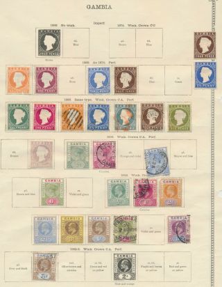Gambia Stamps 1880 - 1902,  Imperial Album Page,  Incs Some Rare Qv Issues Vf