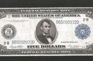 Rare Sharp Type A York 1914 $5 Federal Reserve Note