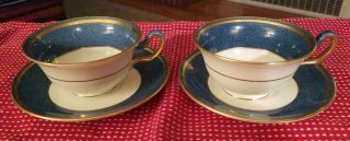 ☆☆2 Rare Vintage Wedgwood Swinburne Blue Tea Cups And Saucers☆☆