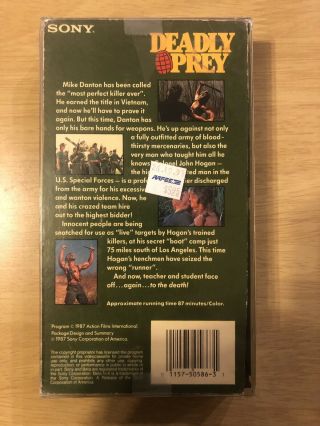 Deadly Prey (1987) VHS - Action Thriller Rare OOP Cut Box 2