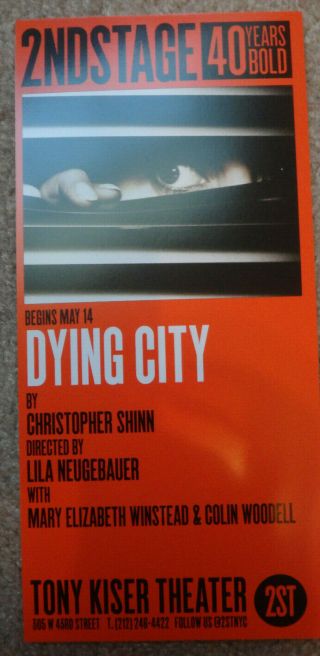 Dying City Rare 2019 Off Broadway Flyer Mary Elizabeth Winstead