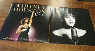 WHITNEY HOUSTON - LIVE HER GREATEST PERFORMANCES 2 LP SET PINK VINYL POSTER RARE 5