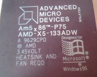 Rare Rare CPU computer chip - Am5x86 - P75 AMD - X5 - 133ADW AMD 9629CPD Microsoft Am5 4