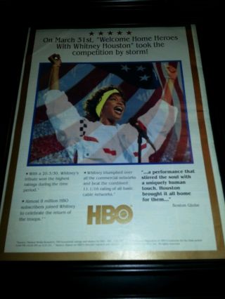 Whitney Houston Rare Hbo Gulf War Welcome Home Promo Poster Ad Framed