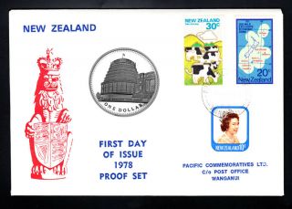 Zealand 1978 Fdc Pnc Silver Dollar $1 Proof Coin Cover 5 /100 Rare
