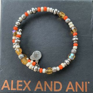 Extremely Rare Alex And Ani Vintage 66 Beaded Wrap Bracelet,  Orange & Silver