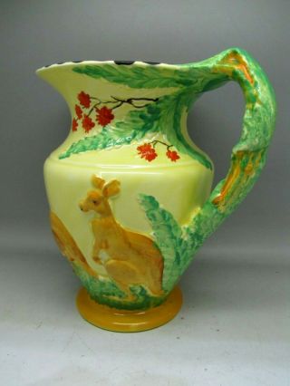 Rare Burleigh Ware Kangaroo Jug Art Deco 1930s Vase Burgess & Leigh Pottery
