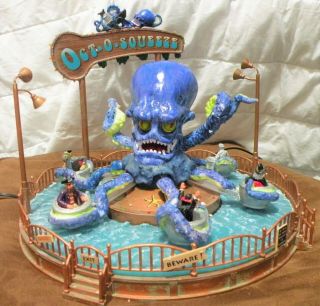 Rare Lemax Spooky Town Halloween - Octo Squeeze Carnival Ride Oct - O - Squeeze