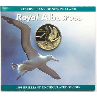 Zealand - 1998 - Uncirculated 5 Dollars Coin - Albatross Bird Rare