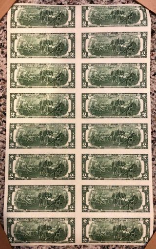 2003 Uncut Currency Sheet 16 $2.  00 dollar Federal Reserve Notes RARE KA block 6