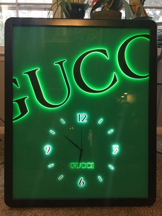 Rare Vintage Gucci 1980’s Light Up Retailers Showroom Advertising Wall Clock