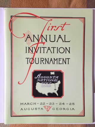 1934 AUGUSTA,  Georgia,  FIRST ANNUAL INVITATIONAL TOURNAMENT PROGRAM REPRINT RARE 2