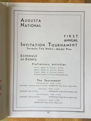 1934 AUGUSTA,  Georgia,  FIRST ANNUAL INVITATIONAL TOURNAMENT PROGRAM REPRINT RARE 3