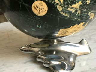 Rare Weber Costello Co Black Globe With Chrome Airplane Base