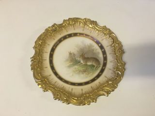 Antique Royal Doulton Rare Henry Mitchell Signed Painted Plate W/ Rabbits Dec.