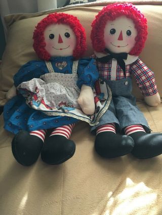 Vintage Simon & Schuster Raggedy Ann & Andy Doll Set Large 23” Rare Sku 042 - 052