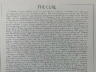 CURE,  WITH INFO AT THE BACK,  RARE AUTHENTIC LICENSED 1986 ART PRINT 4