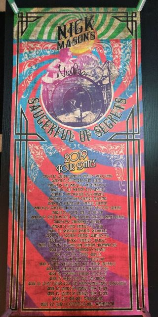 Nick Mason Signed Saucerful Of Secrets 2018 Tour Poster Pink Floyd Rare