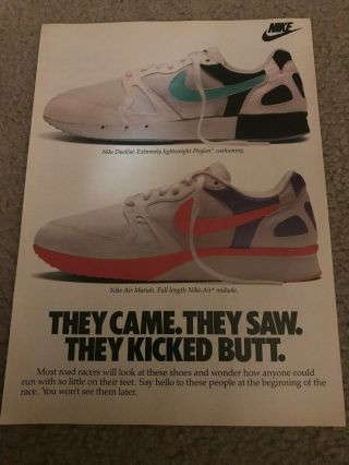 Vintage 1988 Nike Air Mariah Duellist Running Shoes Poster Print Ad 1980s Rare
