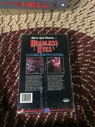 HEADLESS EYES WIZARD VIDEO HORROR SLASHER SOV RARE OOP VHS BIG BOX SLIP 3