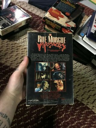THE RUE MORGUE MASSACRES HORROR SOV SLASHER RARE OOP VHS BIG BOX SLIP 3