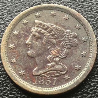 1857 Braided Hair Half Cent 1/2 Cent Xf - Au Rare 18508