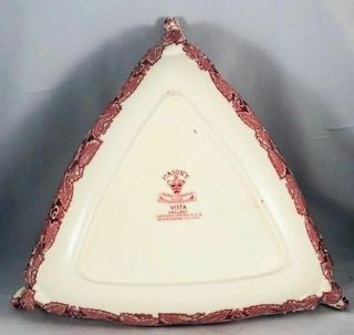Rare Mason ' s Ironstone Pink Vista Triangular Serving Dish w/ Dragon Head Handles 7