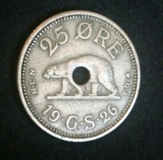 1926 Greenland 25 Ore Rare Old Foreign Coin Arctic Polar Bear 3