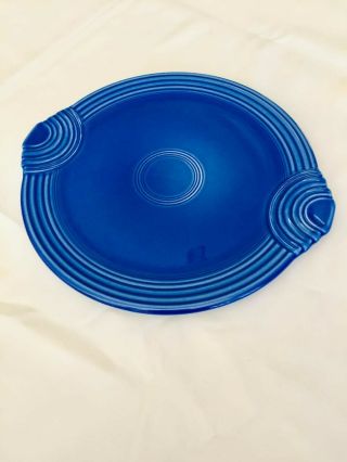 Homer Laughlin Fiesta RARE SAPPHIRE BLUE Handled Cake Plate Platter 2