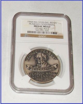Peabody,  Ma Silver Medal Ngc Certified,  Rare.  Ms67