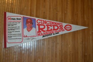 Rare 1984 Cincinnati Reds Pennant Pete Rose Manager/player Full Size