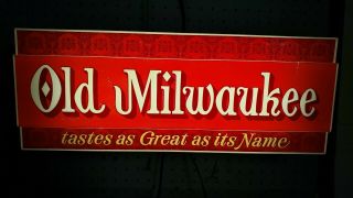 Vintage Old Milwaukee Beer Sign Lighted " Tastes As Great As It 