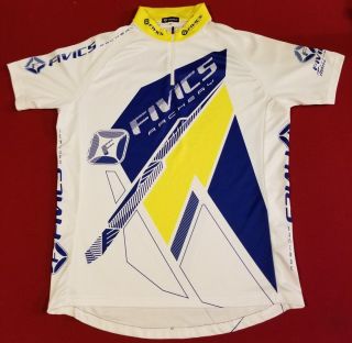 Rare Fivics Archery Team Jersey White Blue Yellow Mens Size Large Archer Bow