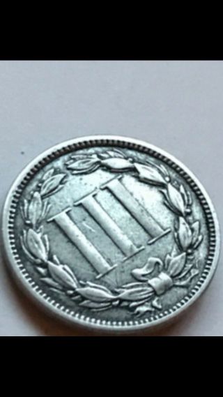 1870 Three Cent Nickel Piece Rare Date Antique U.  S.  Civil War Type Coin 5