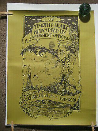 Rare 1970 Timothy Leary Kidnapped Poster 26 " X 20 " Bill Ogden Art