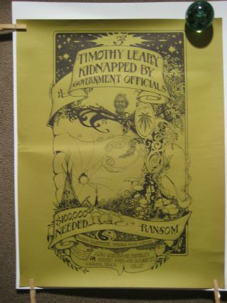 Rare 1970 Timothy Leary Kidnapped Poster 26 