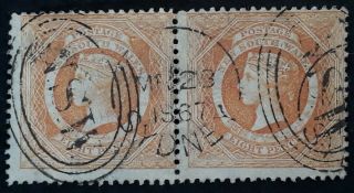 Rare 1862 - Nsw Australia Pair 8d Red Orange Large Diadem Stamps Perf 13
