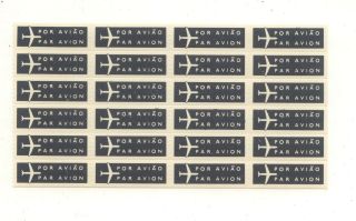 China Macau Old Air Mail Label Full Sheet Rare Mnh