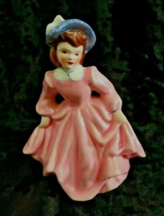 Vintage 6 " Florence Ceramics Figurine " Joy " Pink Dress Blue Hat - Rare
