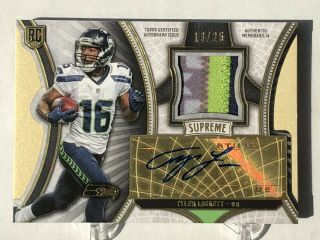 2015 Topps Supreme Rc Tyler Lockett 3 Color Rare Patch Seahawks 13/25 Rpa Auto