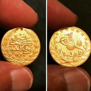 Ottmani Turkish 25kurish Gold Plated Coin1908ad /1327 Ah Year 9 Rare